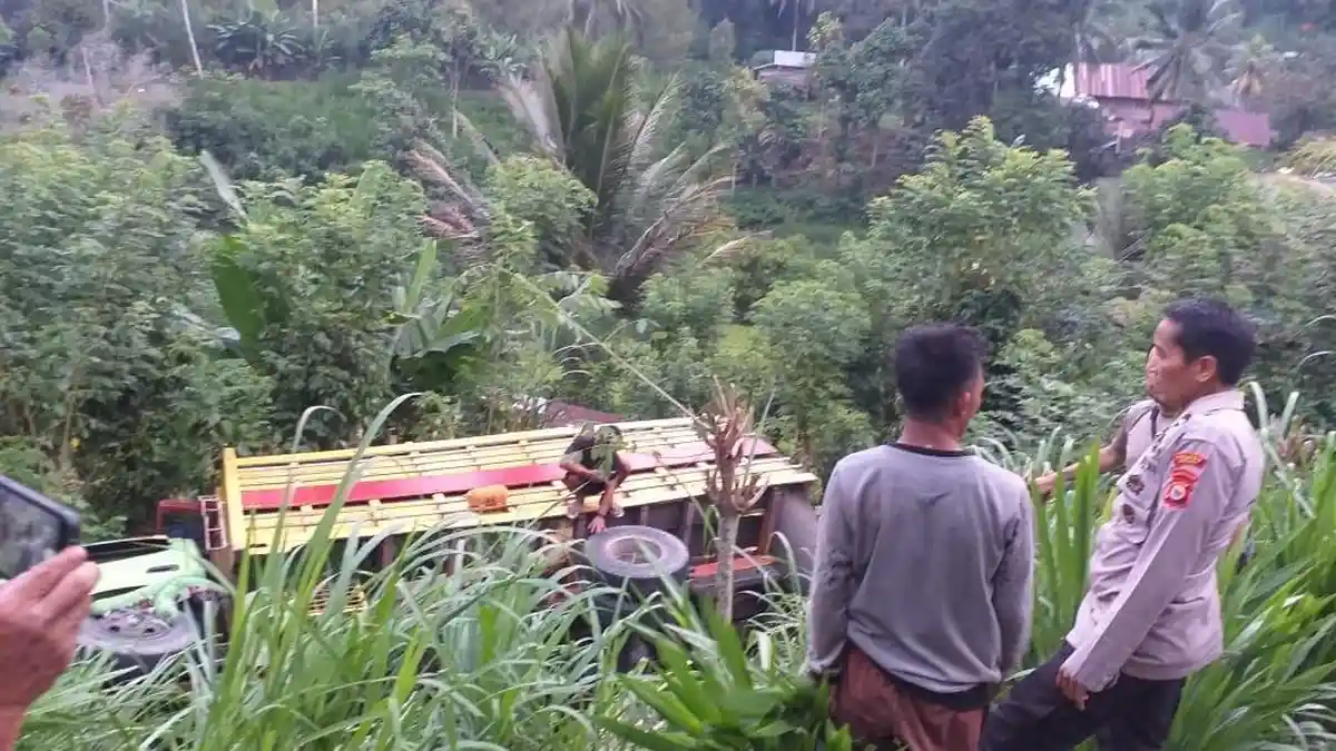 Angkut Batu Bata, Truk Nopol DD 8867 PA dari Bantaeng Terbalik di Sinjai Tengah