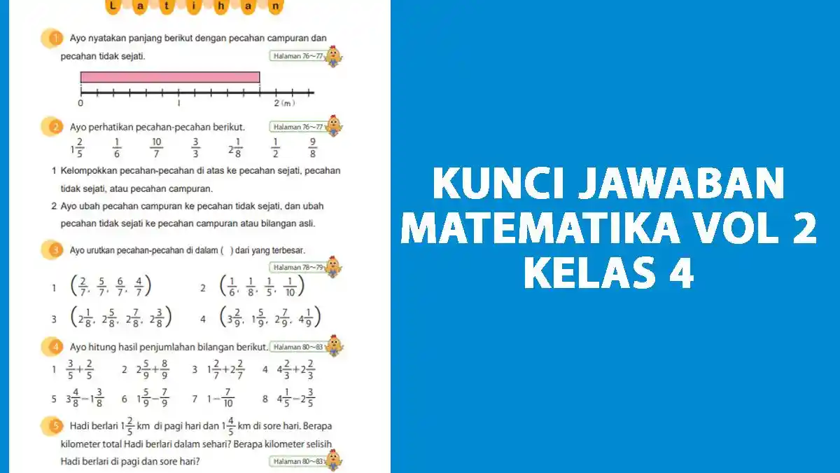 Kunci Jawaban Matematika Kelas 4 SD Volume 2 Halaman 84 Kurikulum Merdeka, Pecahan