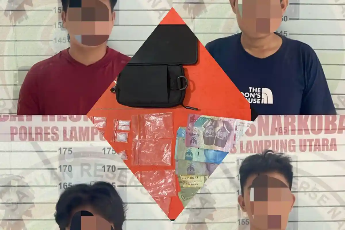 Satresnarkoba Polres Lampung Utara, Polda Lampung Cokok Empat Penyalahguna Narkoba