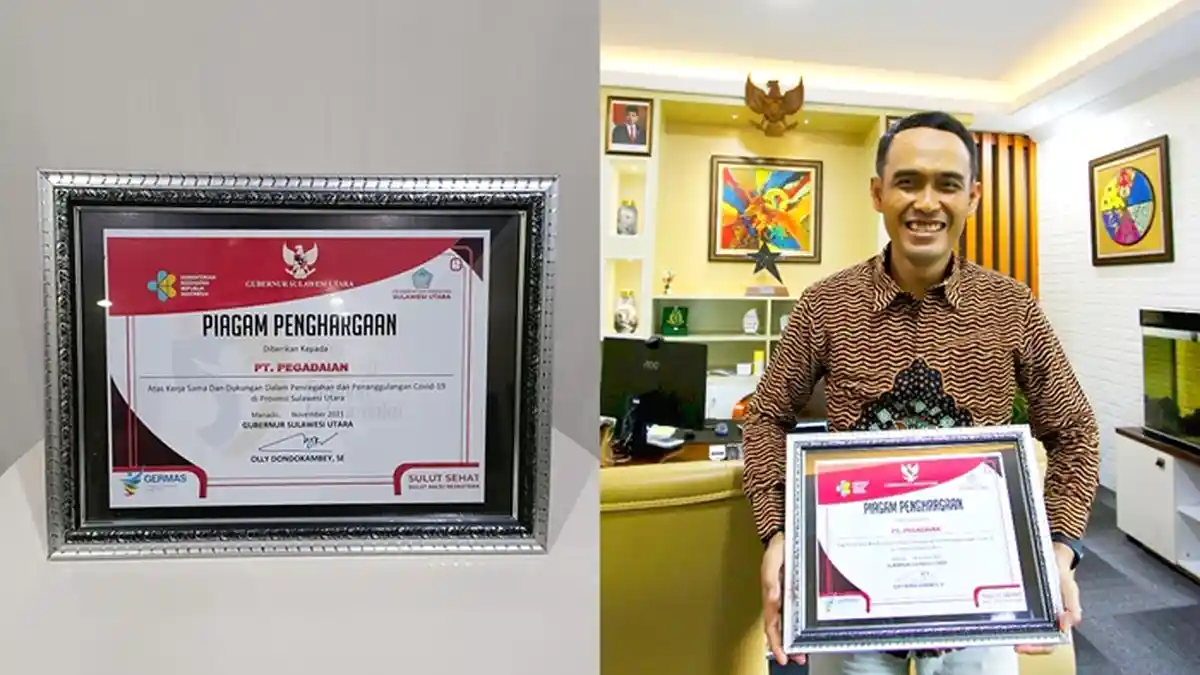 Komit Lawan Covid-19, Pegadaian V Manado Raih Penghargaan Pemprov Sulut