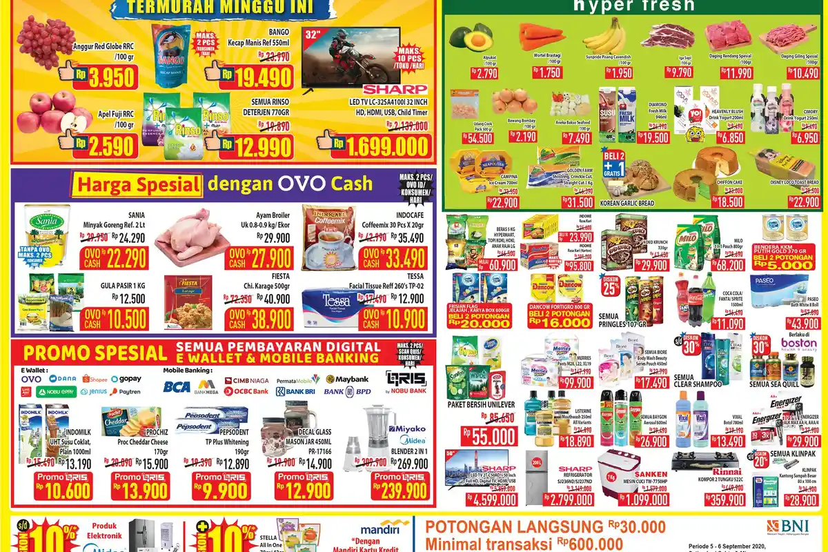 Promo Hypermart Jambi Periode 4-7 September 2020 - Daging, Ayam, Buah, Beras, Susu, Elektronik