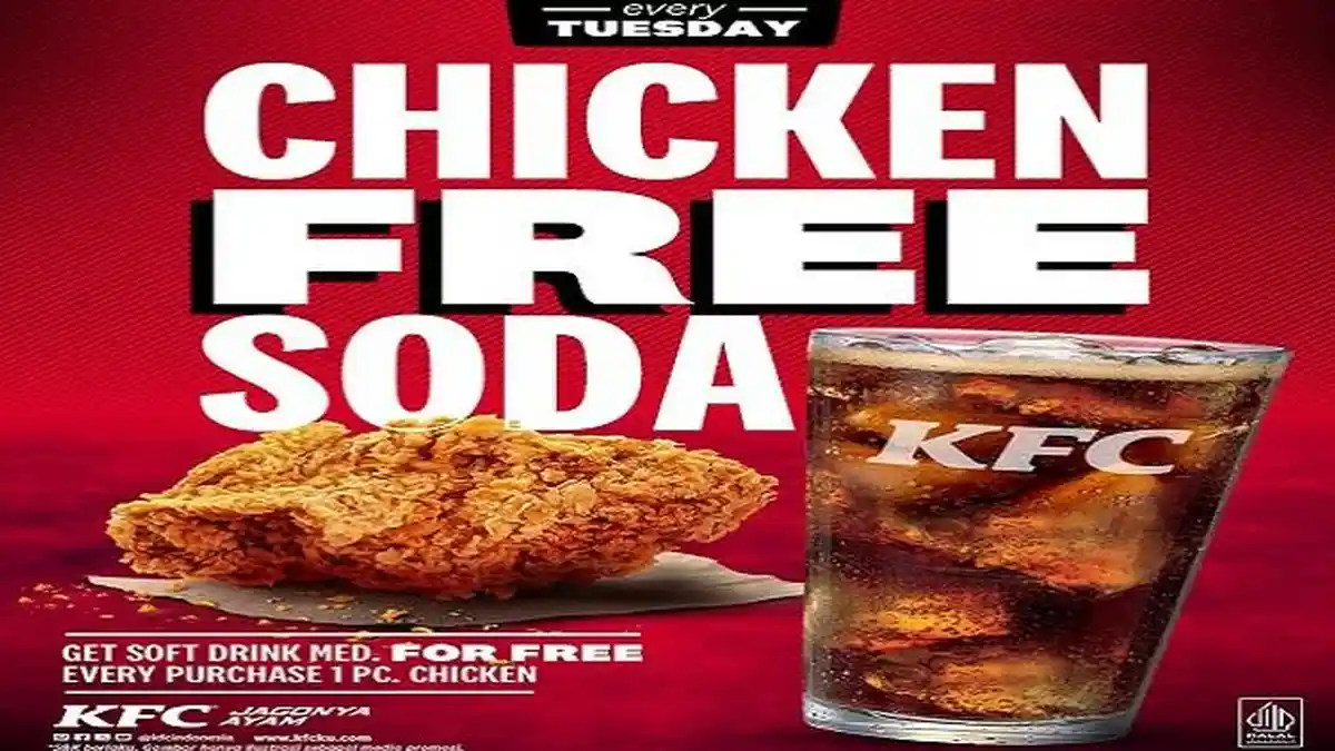 Promo KFC Hari Ini Selasa, Beli 1 Potong Ayam Goreng Gratis Soft Drink