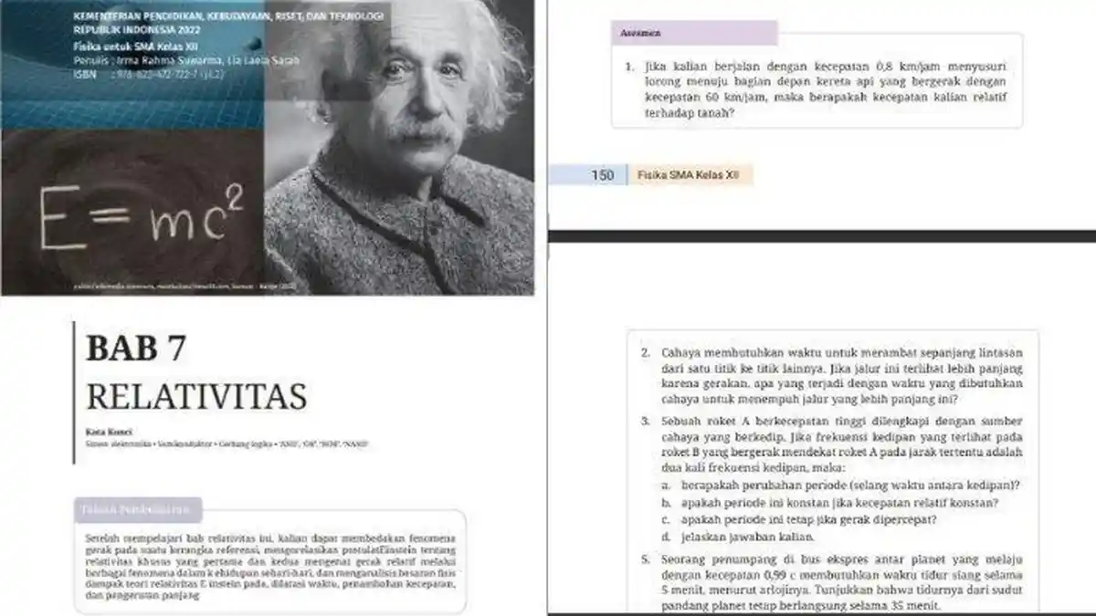 Kunci Jawaban Latihan Soal Fisika Kelas 12 SMA Halaman 150 dan 151: Bab 7 Relativitas, Asesmen