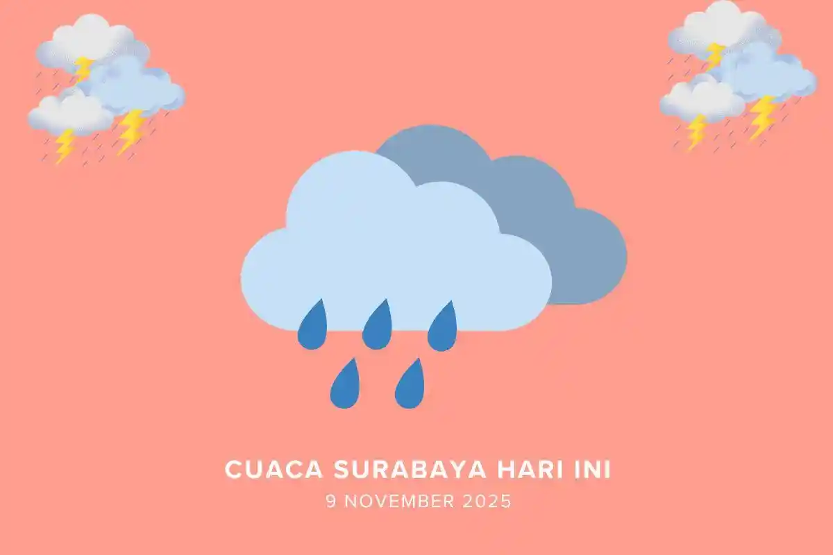 Ramalan Cuaca Surabaya Hari Ini 9 November 2025: Waspada Hujan Ringan pada Siang hingga Sore Hari