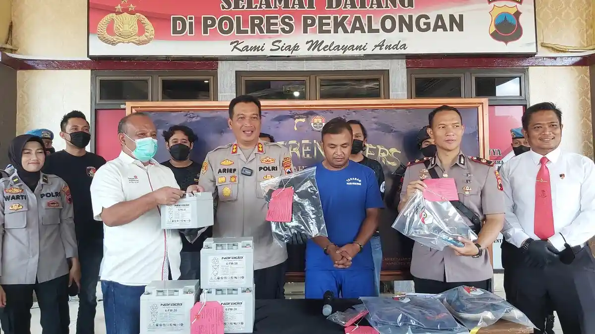 Beraksi Pada Sembilan Titik, Spesialis Pencuri Baterai Tower Telkom Terungkap di Pekalongan