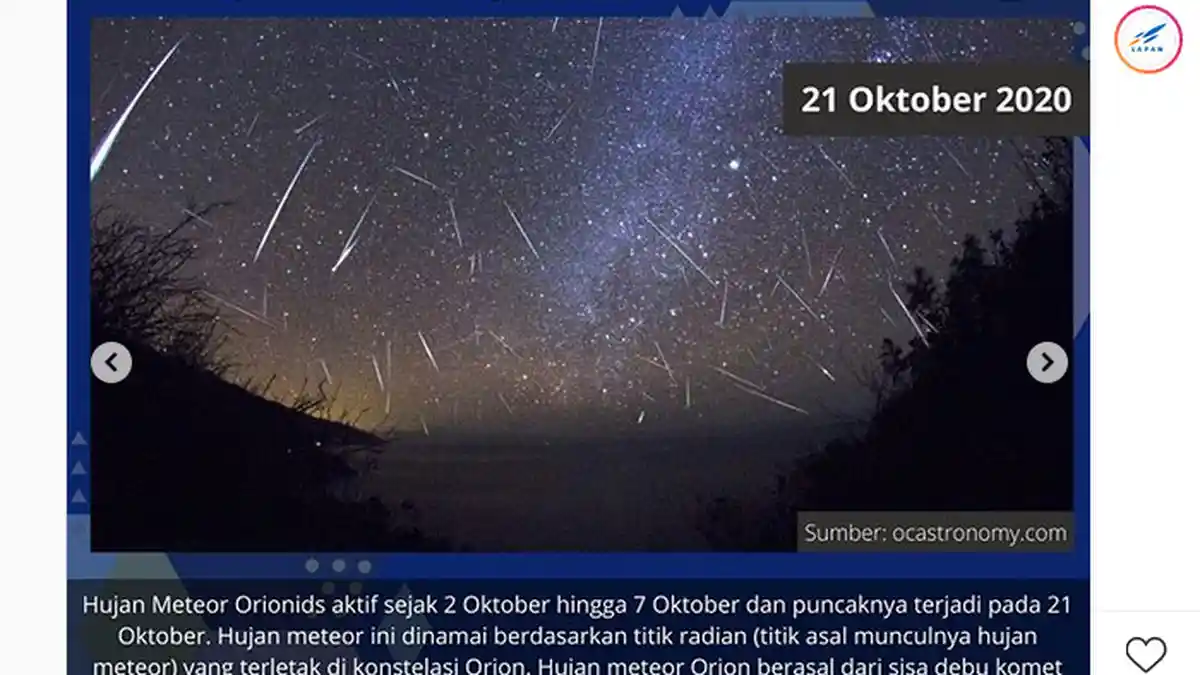 Hujan Meteor akan Terjadi pada 4 Januari, Ini Daftar Fenomena Antariksa Sepanjang 2022