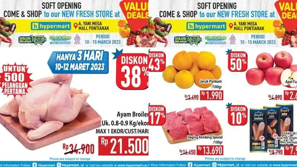 Promo JSM Hypermart Hari ini Sabtu 11 Maret 2023, Belanja Ayam Broiler Segar Diskon 38 Persen