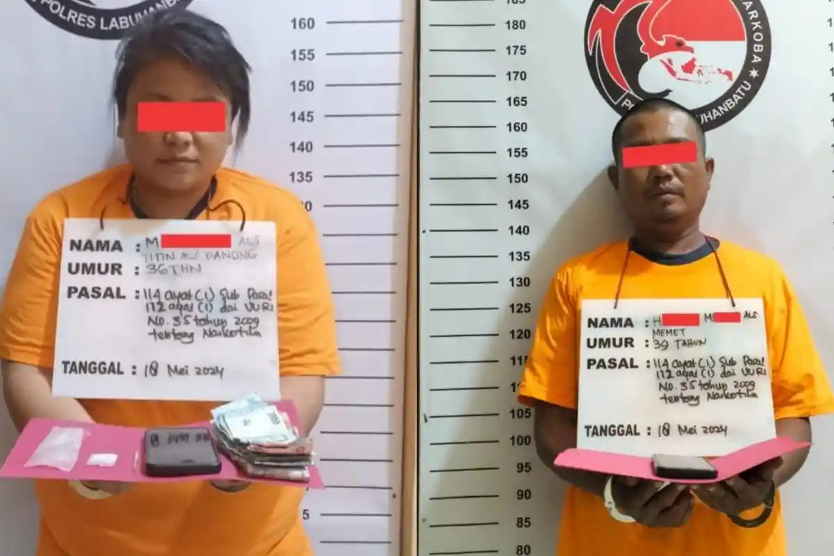 Sepasang Pelaku Narkotika, Titin Genong dan Memet di Ledong Ditangkap Satnarkoba Polres Labuhanbatu