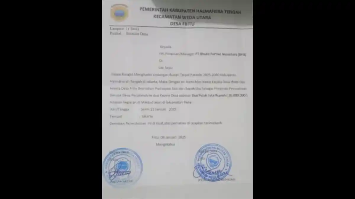 2 Kades di Halmahera Tengah Minta Uang Rp 20 Juta ke PT BPN, Diduga Sarat Kepentingan Pribadi
