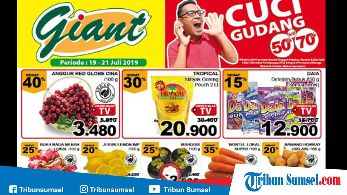 Promo dan Diskon Giant Hari Ini 20-21 Juli 2019, Minyak Goreng Murah Tropical  2L Hanya Rp 20.900,-