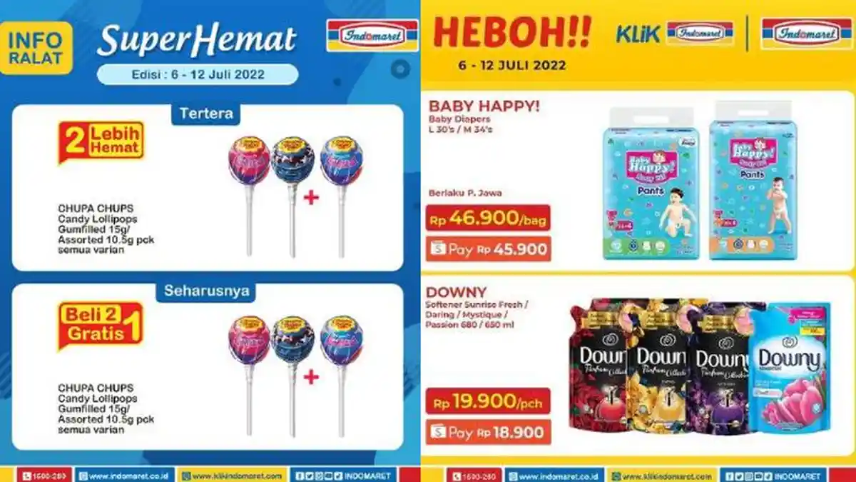 Promo Indomaret 6 - 12 Juli 2022, Beli 2 Gratis 1 Chupa Chups & Diskon Menggunakan ShopeePay/Gopay