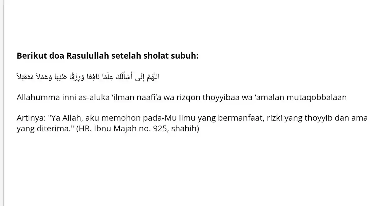 Bacaan Doa Nabi Muhammad SAW Setelah Sholat Subuh, Agar Memperoleh Ilmu yang Manfaat