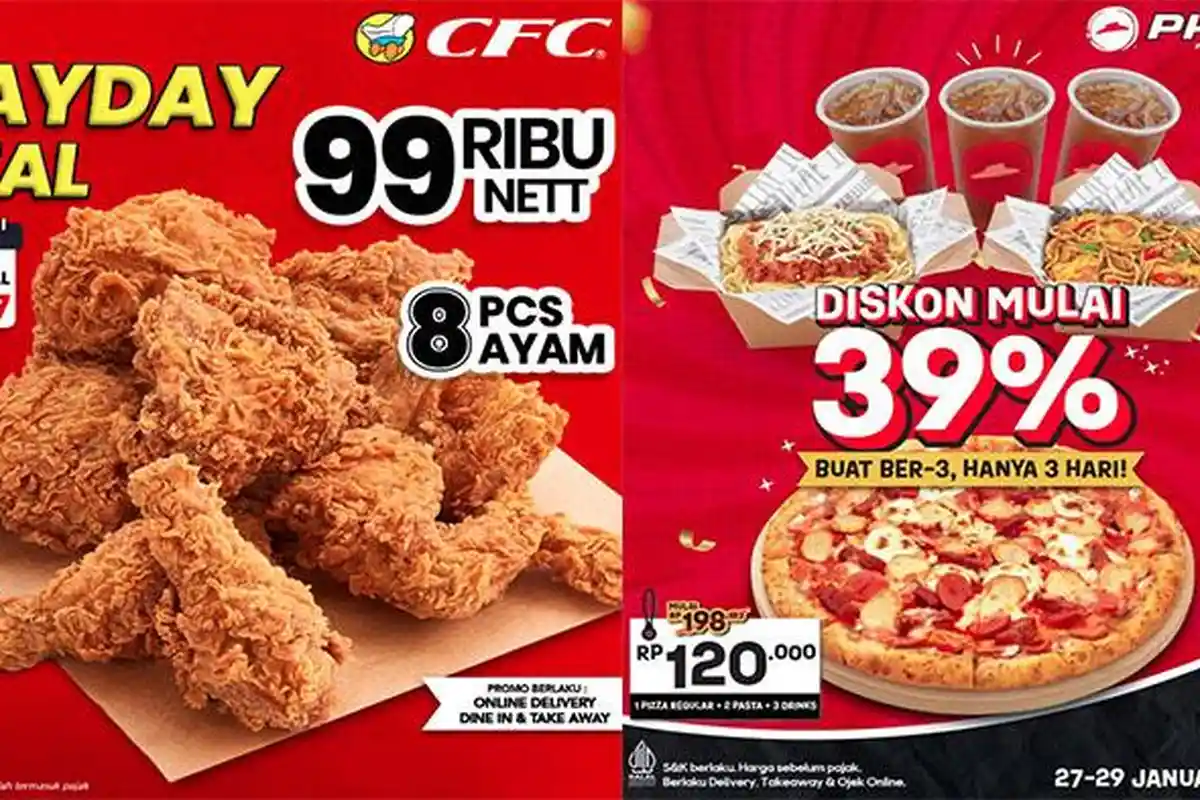 Promo Makanan Minuman Januari 2025, JCO CFC PHD Geprek Bensu Chatime Dunkin Donuts Kopi Kenangan