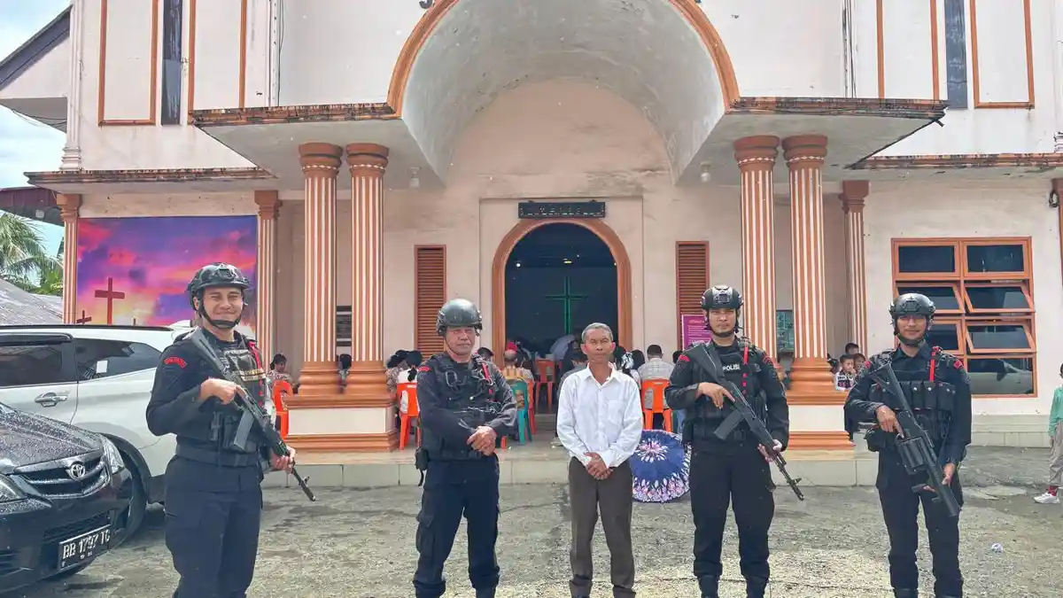 Brimob Sumut Perkuat Pengamanan Paskah, Gunungsitoli Tetap Kondusif