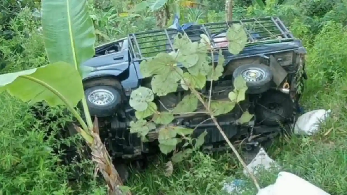 Pencuri Kotoran Ayam Tertangkap, Mobil Pikapnya Terguling di Sumedang