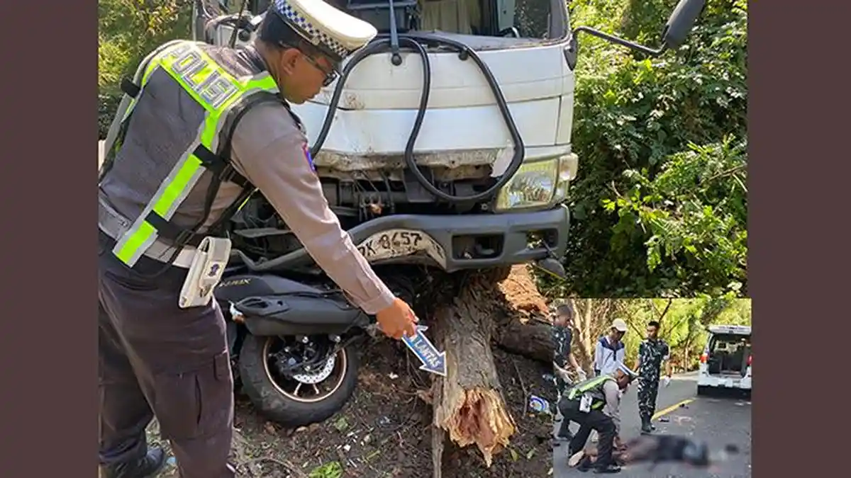 Serempetan di Jalan, Pemotor Jatuh dan Tergilas Truk Boks di Jembrana, LS Tewas di Tempat - Tribun-bali.com