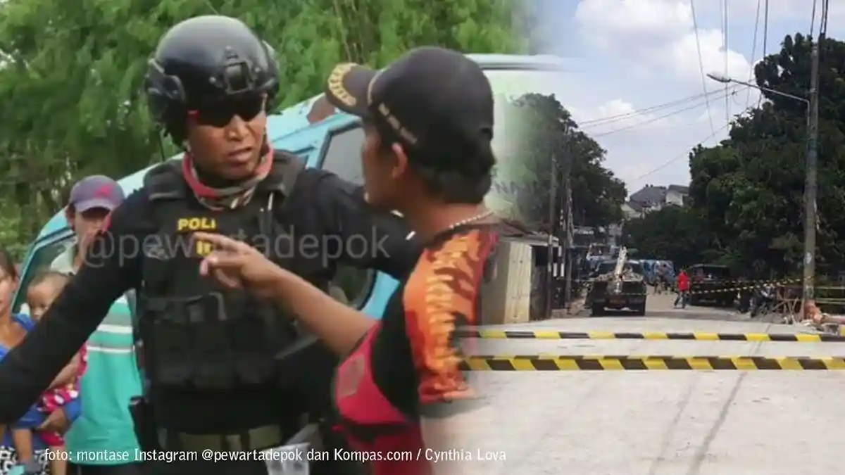 Oknum Ormas Lari Terbirit-birit saat Dibubarkan Tim Jaguar karena Tutup Jembatan di Depok