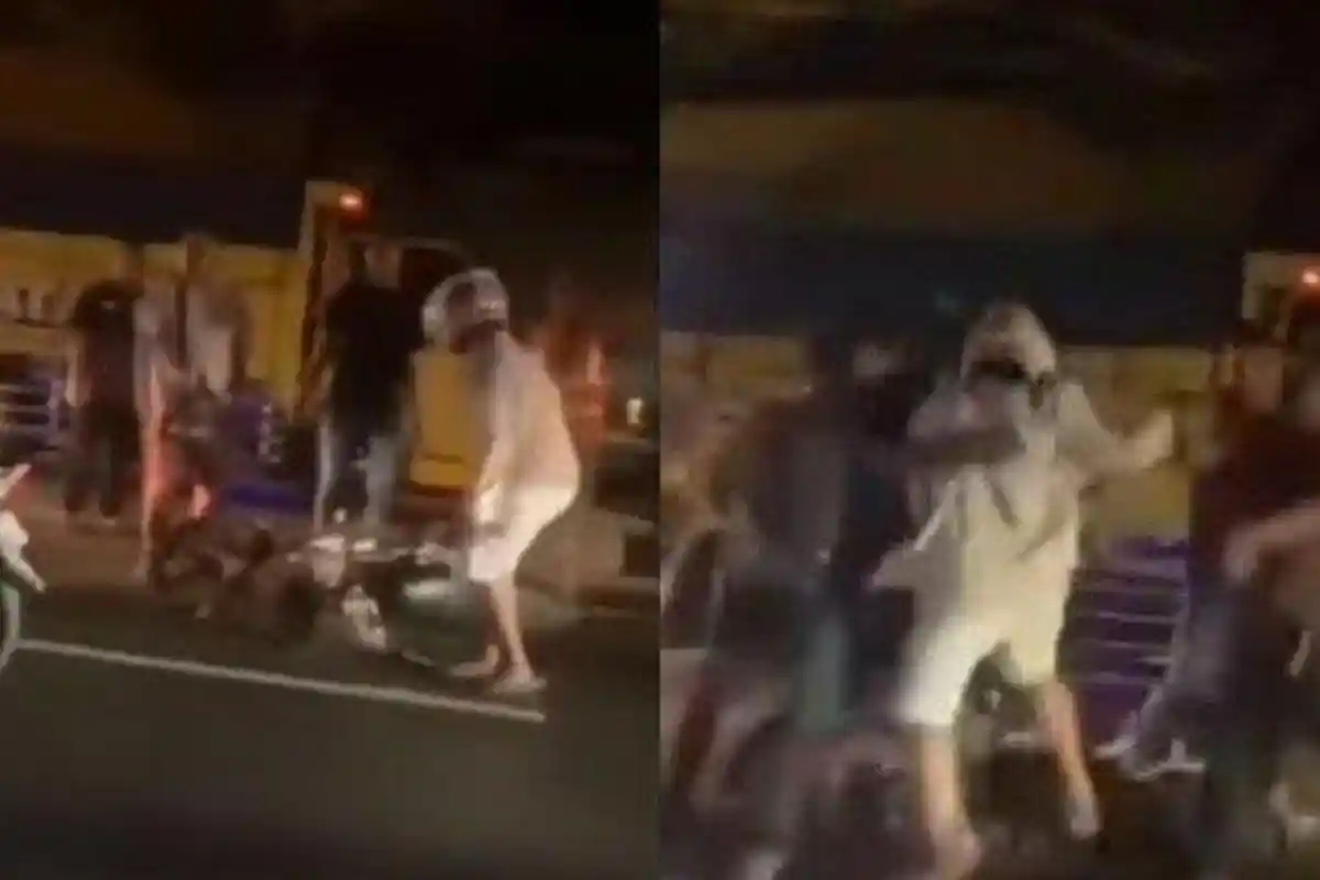 Tak Gentar Diamuki Pelanggar, Pemotor Hadang 2 Bus Lawan Arus di Lamongan, Aksinya Dipuji Polisi