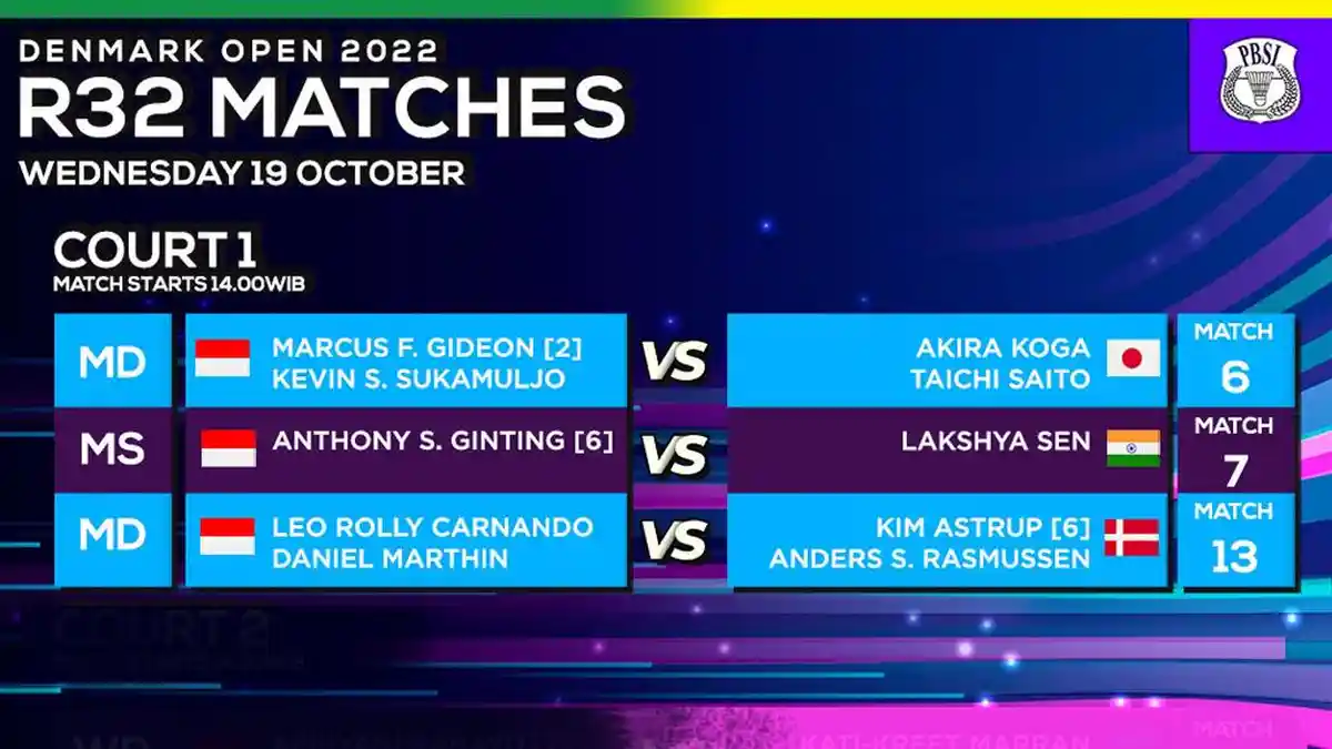 Jadwal Live Streaming Denmark Open 2022, 9 Wakil Indonesia Main, Termasuk Marcus/Kevin dan Ginting