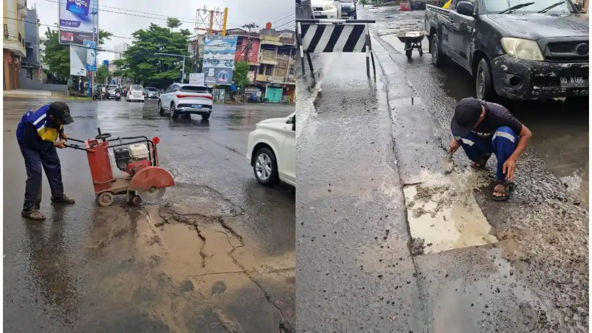 Respon Kilat Wali Kota, Jalan Rusak di Veteran Selatan Makassar Langsung Diperbaiki