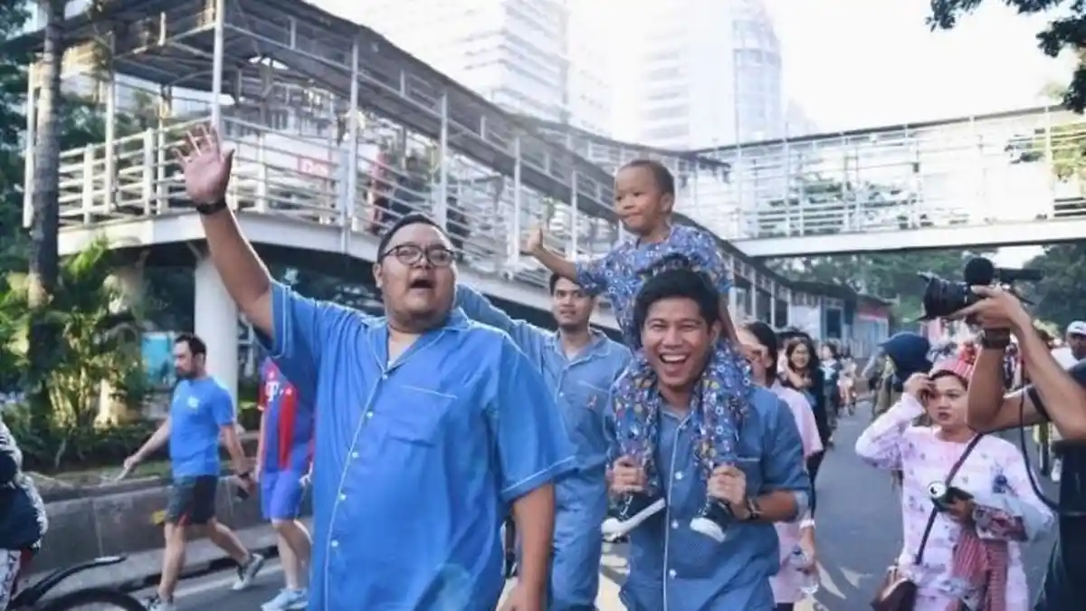 Seru Habis! RAN Jalan-jalan Berkostum Piyama di Arena CFD