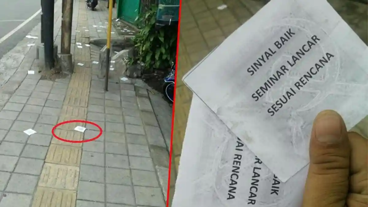 Kertas Bergambar Palu Arit Berserakan di Trotoar Tak Jauh Dari Kantor Polisi di Bogor