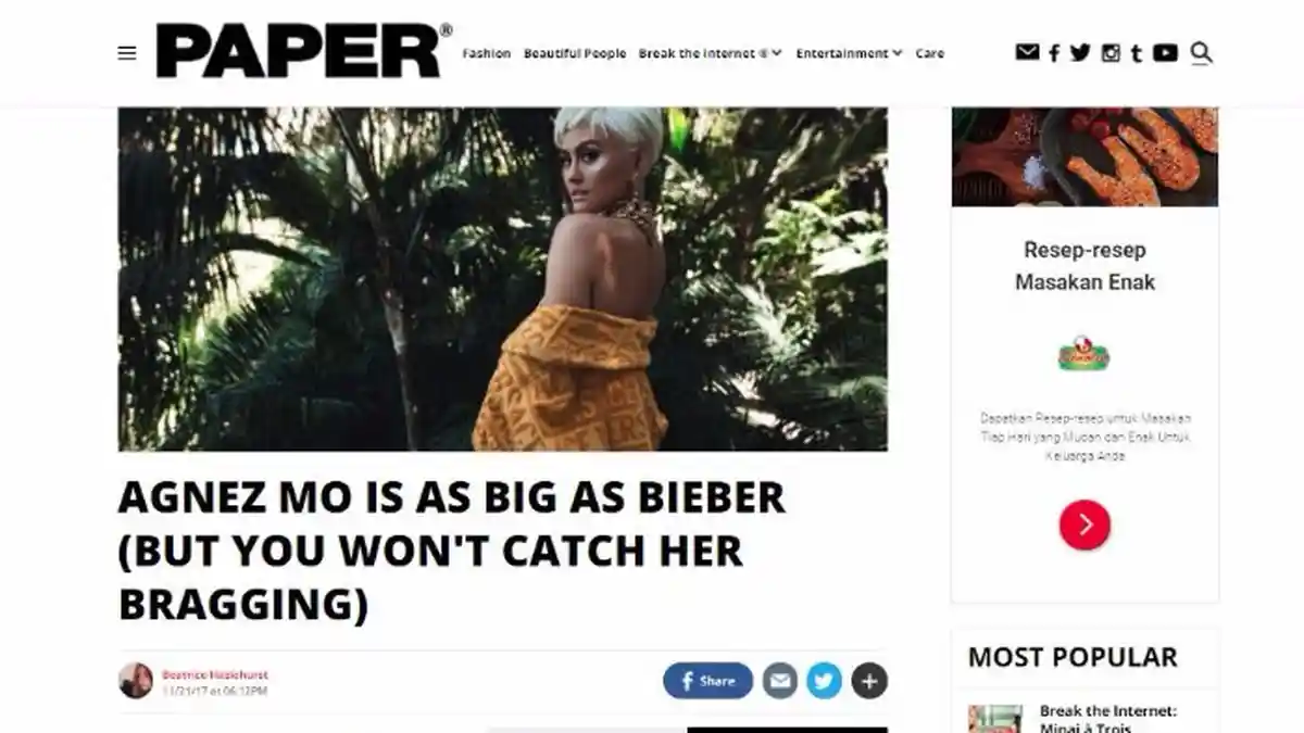 Wow oleh Majalah Amerika, Agnez Mo Disamakan dengan Justine Bieber