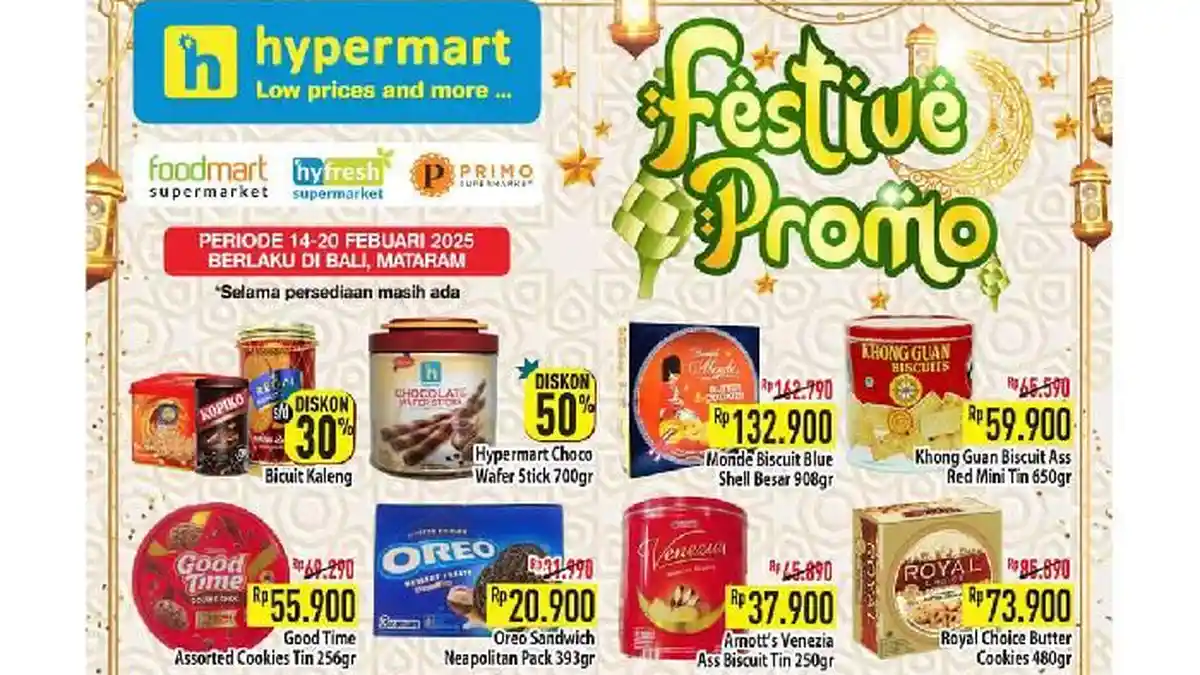 Promo Hypermart Bali Spesial Ramadhan 15-20 Februari 2025, Biskuit Kaleng Diskon Hingga 50 Persen!