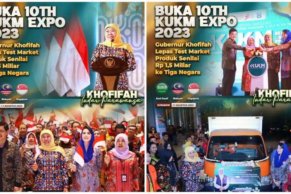 Buka 10th KUKM Expo 2023, Gubernur Khofifah Lepas Test Market Produk Senilai Rp 1,5 M ke 3 Negara