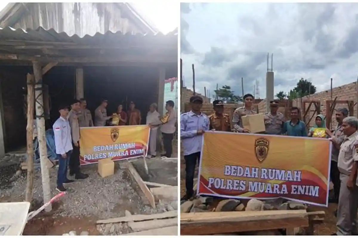 Polres Muara Enim Bedah Rumah Warga Tidak Mampu dari Hasil Kolaborasi Bersama Pemerintah Setempat