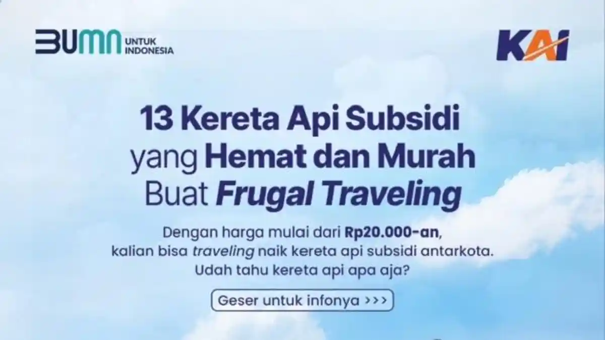 Daftar 13 Kereta Api Antarkota Bersubsidi Mulai Rp 20 Ribu
