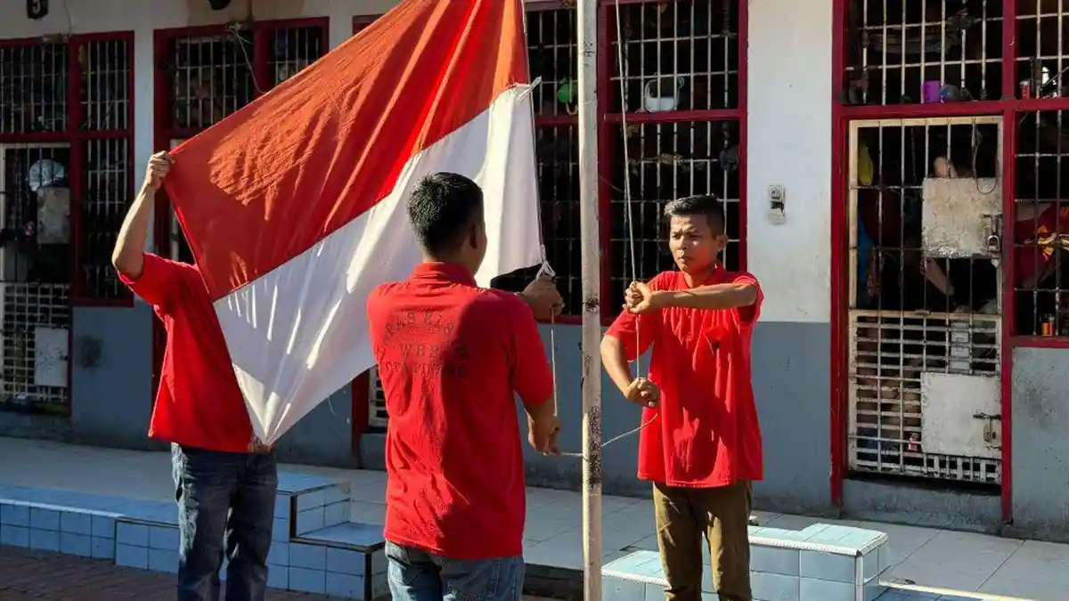 Tumbuhkan Kesadaran Berbangsa dan Bernegara, Warga Binaan Lapas Kotapinang Ikuti Upacara Bendera