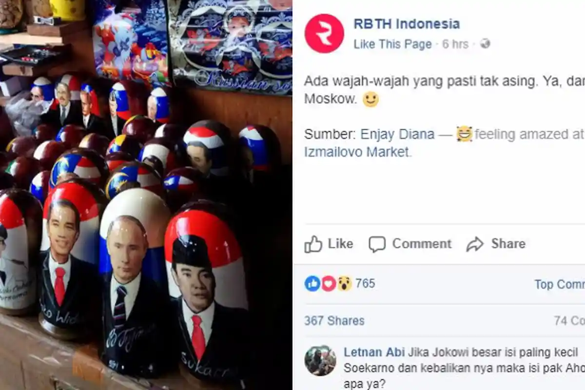 Ada Boneka Kayu Soekarno, Jokowi & Ahok di Toko Suvenir Rusia! Netizen: Sejajar Sama Putin Mantap!