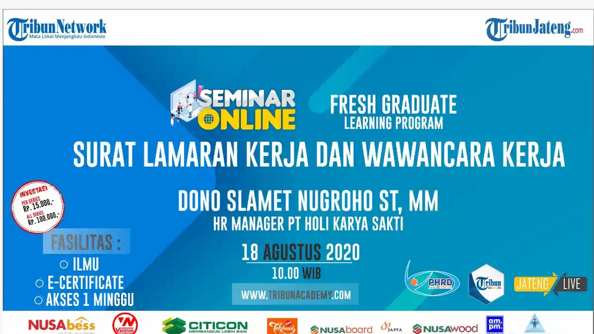 Mau Tahu Tips Menulis Surat Lamaran Kerja dan Wawancara? Ikuti Seminar Tribun Academy Besok Pagi