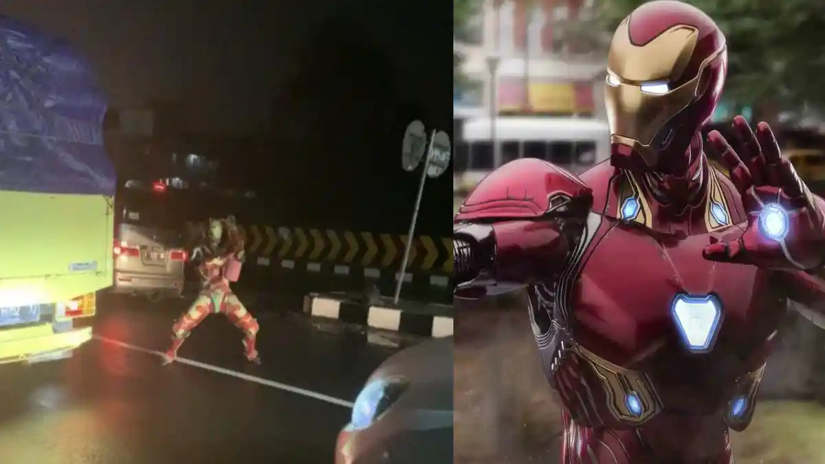 HEBOH Sosok Iron Man Yang Kerap Hibur Pengendara Jalanan, Alasannya Bikin Terharu