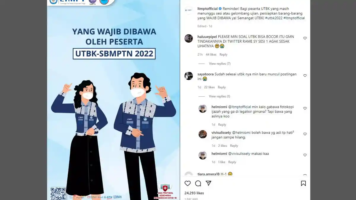 4 Dokumen Ini Wajib Dibawa saat UTBK SBMPTN 2022, Simak Juga Panduan Mengikuti UTBK