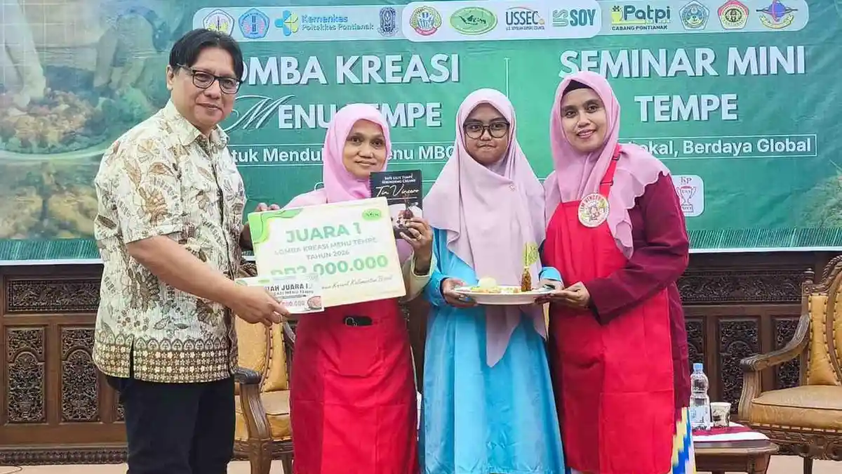 Juara 1 Lomba Kreasi Tempe, Putri Buat Inovasi Sate Lilit Tempe Serundeng Creamy - Tribunpontianak.co.id