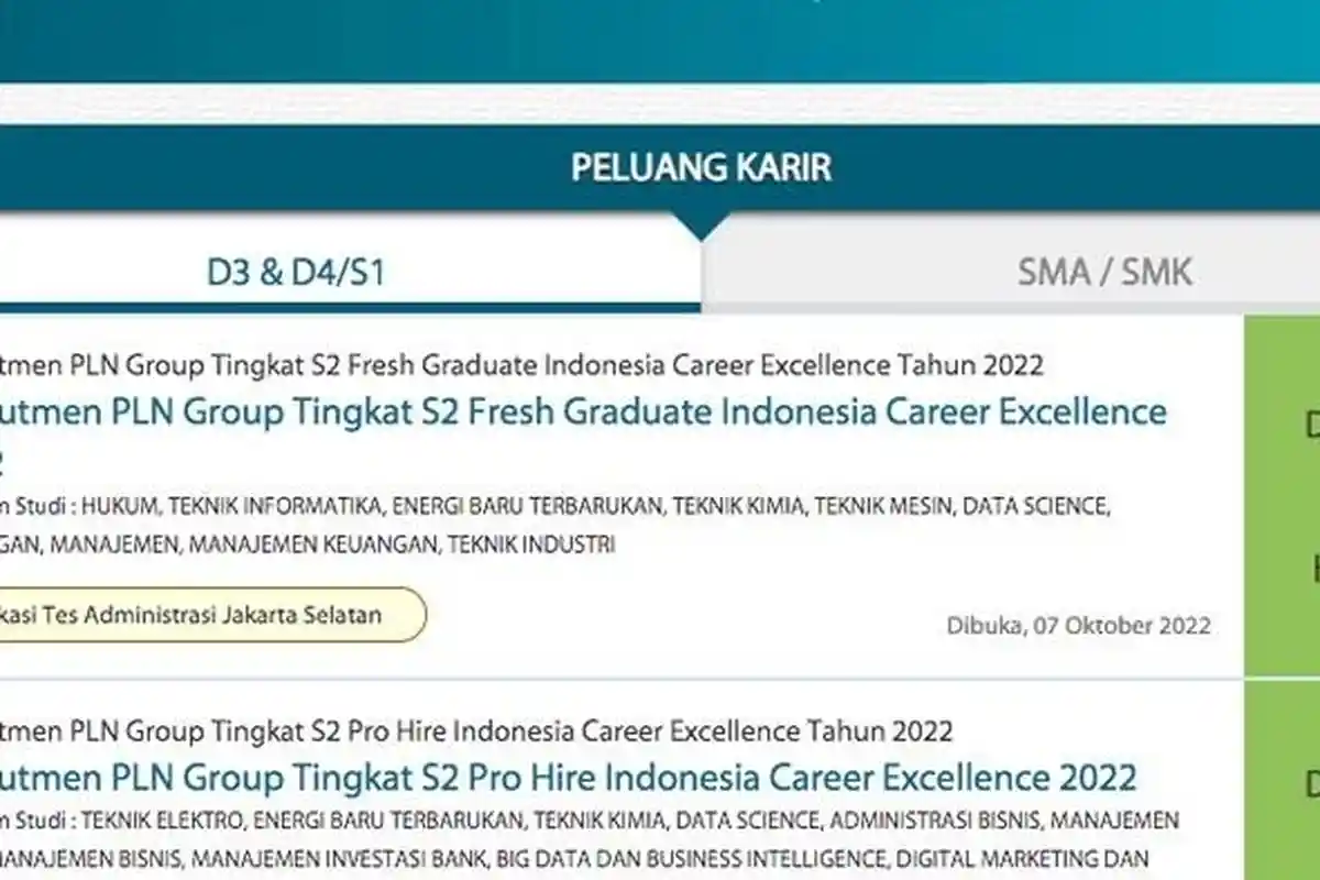 Lowongan Kerja Lulusan S2 PT PLN untuk 10 Posisi, Daftar Online di rekrutmen.pln.co.id, Cek Syarat