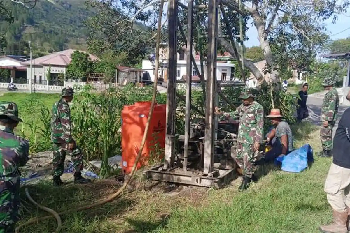 TMMD Kodim Aceh Tengah Bangun Sumur Bor untuk Atasi Krisis Air di Desa Kemeyen
