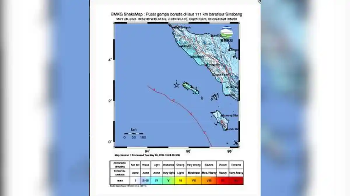 Sinabang Diguncang Gempa Bumi 6,2 Malam Ini, Berikut Daftar Daerah yang Merasakan Lindu