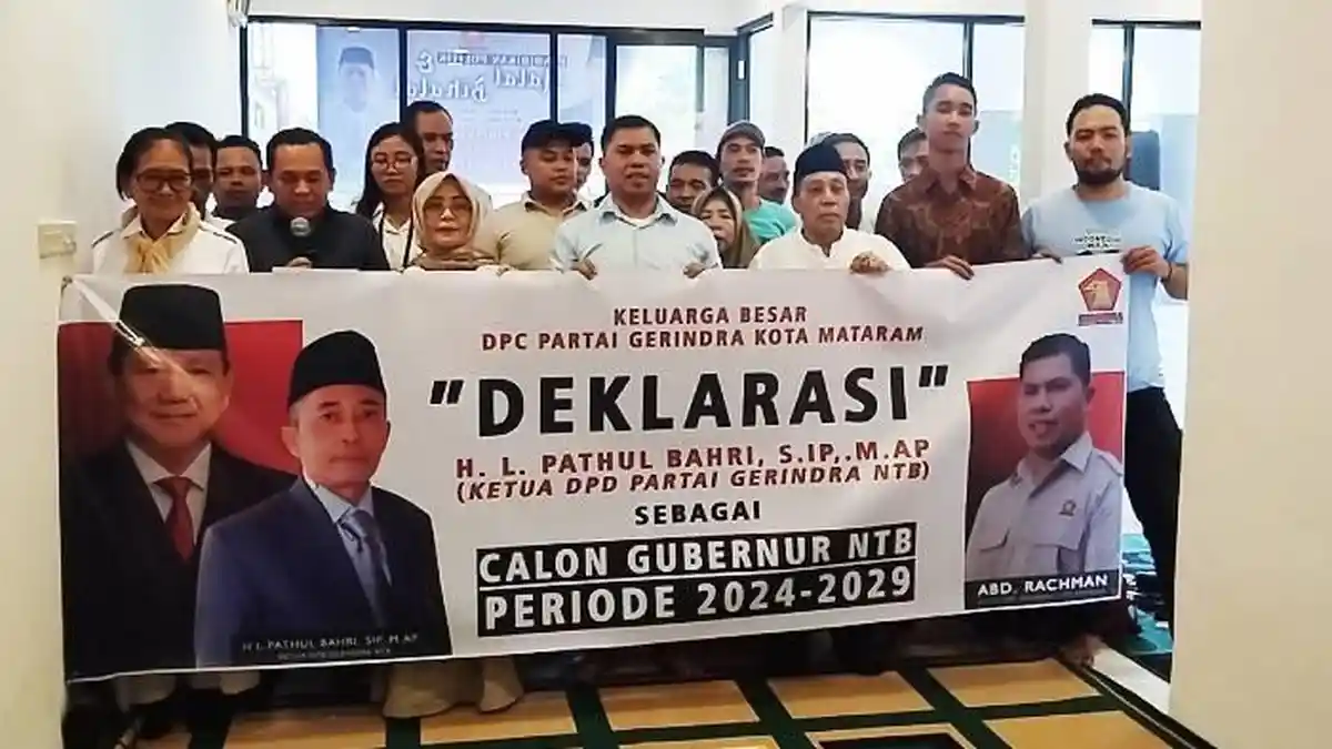Gerindra Kota Mataram Deklarasikan Pathul Bahri Sebagai Calon Gubernur NTB