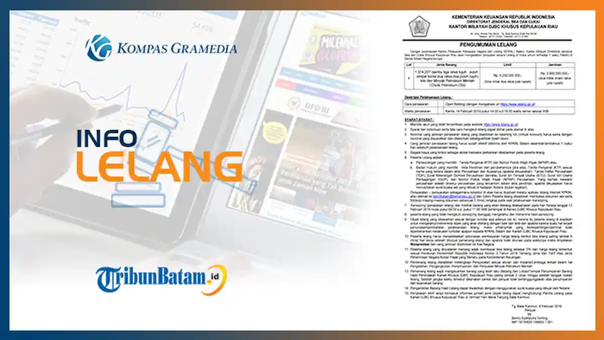 Informasi Pengumuman Lelang Kantor Wilayah DJBC Khusus Kepri, 8 Februari 2019