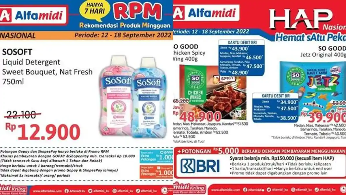 Promo Alfamidi Hari ini Senin 12 September 2022, Belanja Deterjen Cair Turun Harga