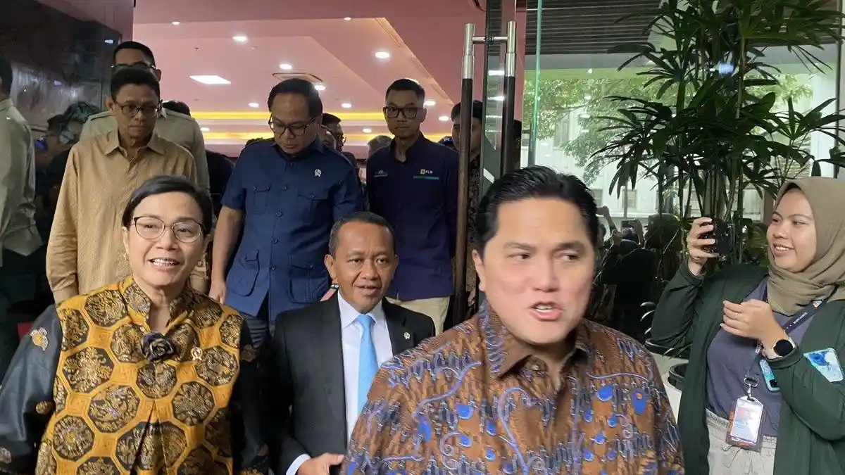 Usai Rapat Bertiga, Bahlil, Sri Mulyani dan Erick Thohir Kompak Bungkam saat Ditanya Media
