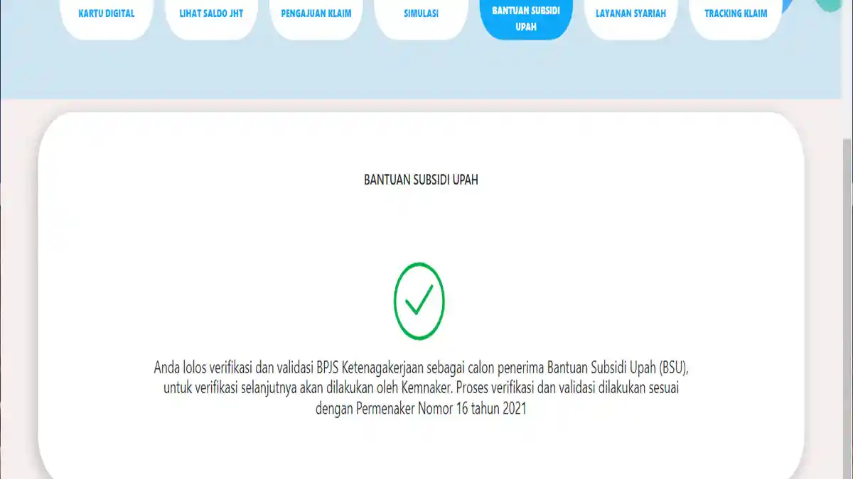 Cek Status Calon Penerima BSU Subsidi Gaji 2022 Via Link Kemnaker & BPJS Ketenagakerjaan