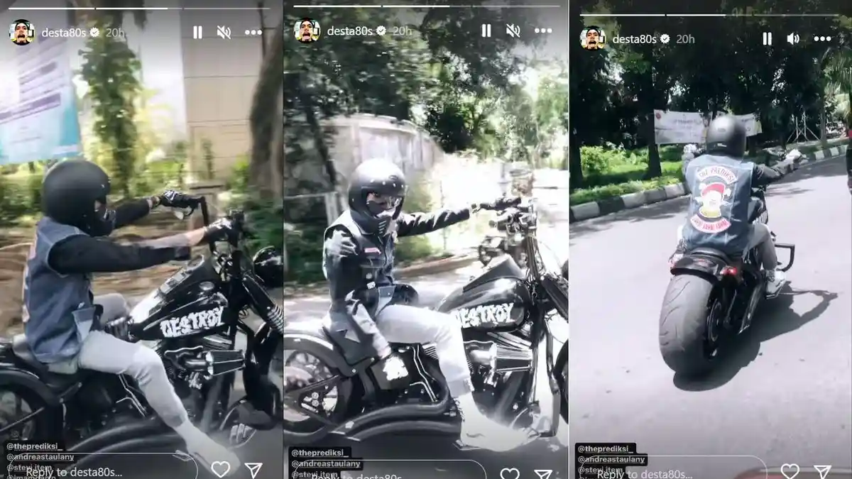 Potret Desta Kendarai Moge saat Melaju di Jalan Bersama Geng Motor The Prediksi