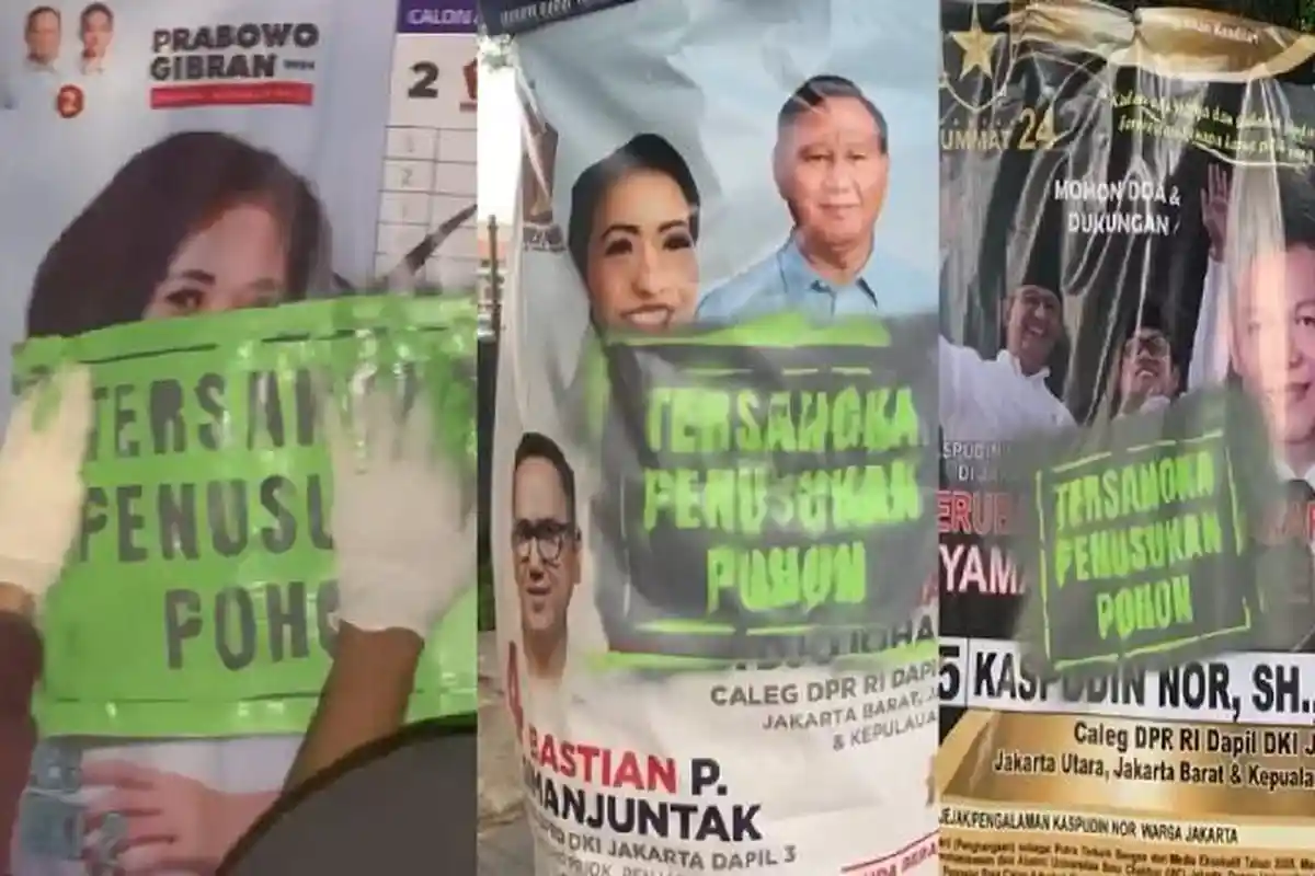 Video Viral Caleg di Jakarta Dilabeli 'Tersangka Penusukan Pohon', Gegara Tempel Baliho Sembarangan