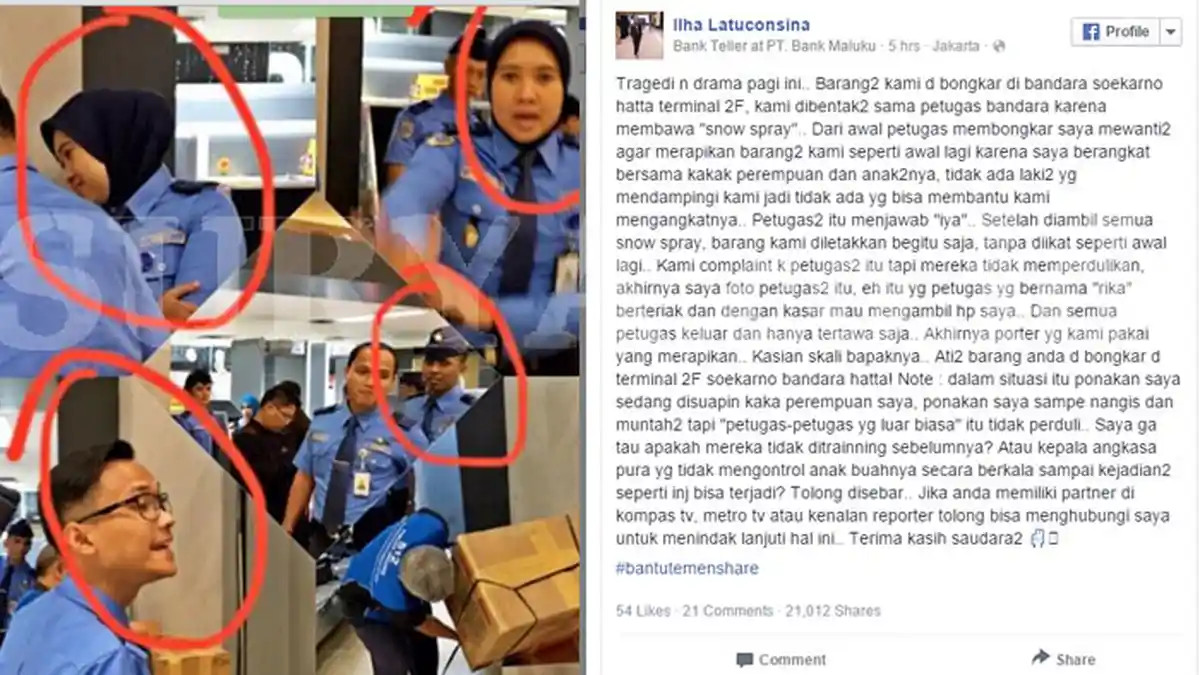 Perlakuan Petugas Bandara Soekarno Hatta Buat Gadis Ini Curhat Di Facebook, Begini Isinya