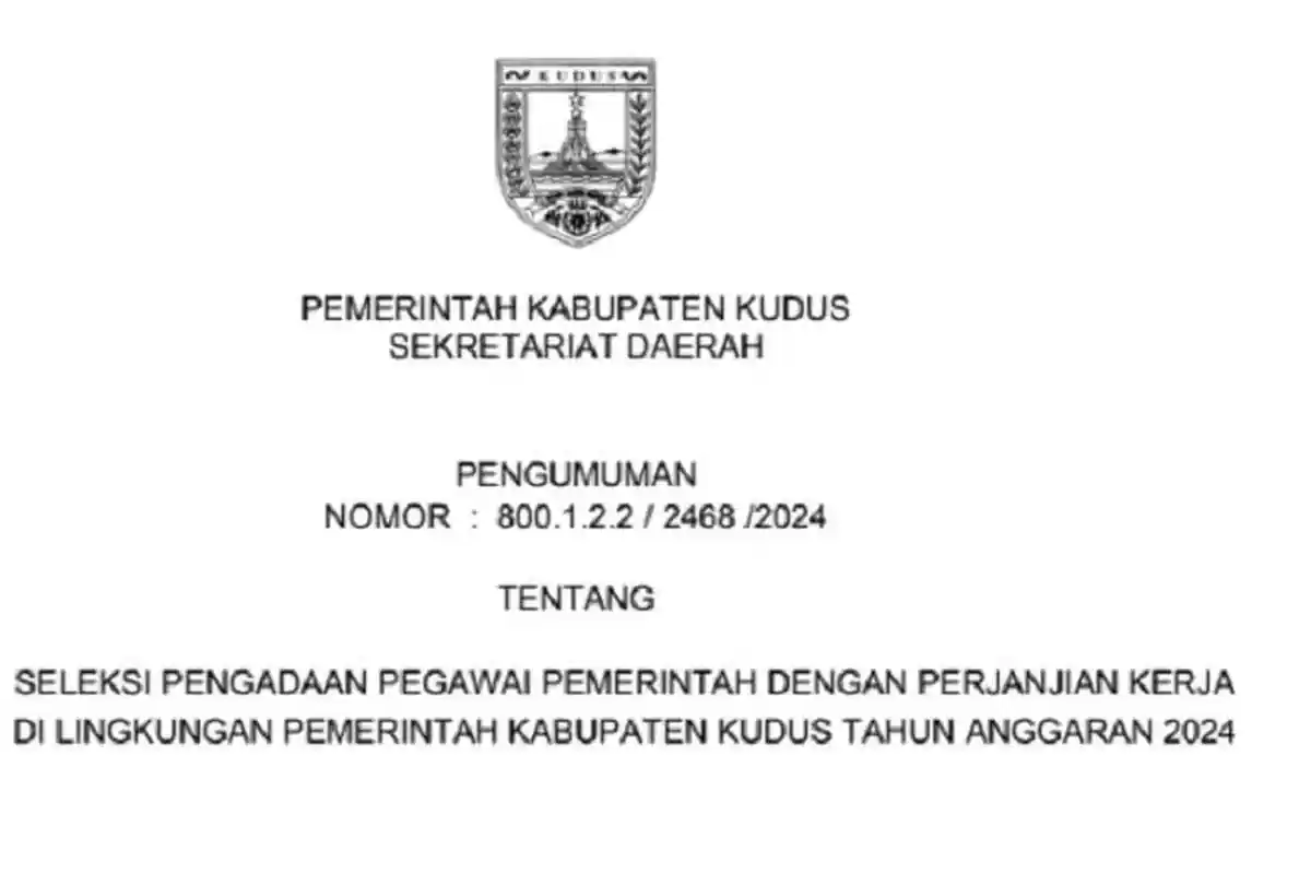 Link Download PDF Rincian 700 Formasi PPPK 2024 Pemkab Kudus sscasn.bkn.go.id