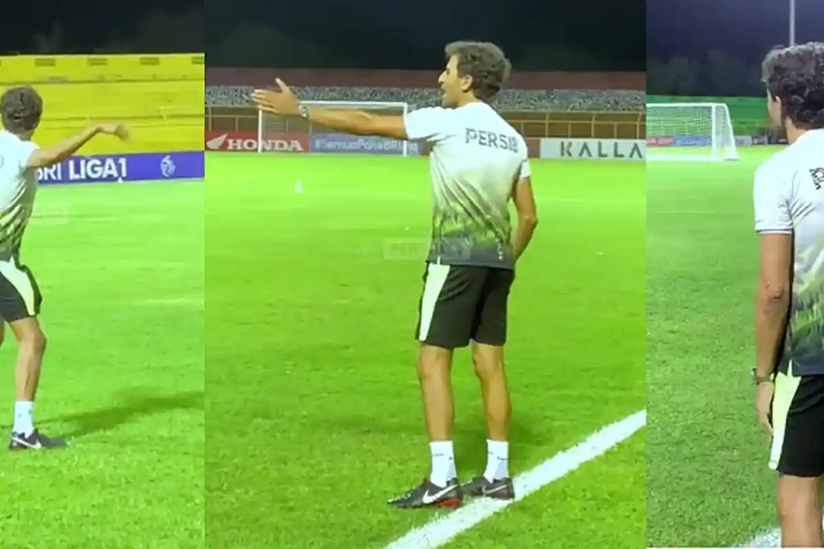 Gaya Mengepakkan Sayap Ala Luis Milla Saat Melatih Persib Jelang Laga Kontra PSM Makassar